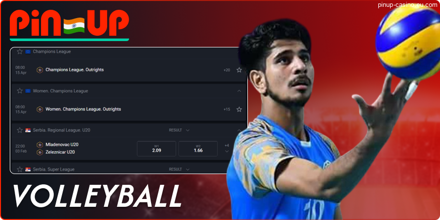 Volleyball betting at Pin-Up India